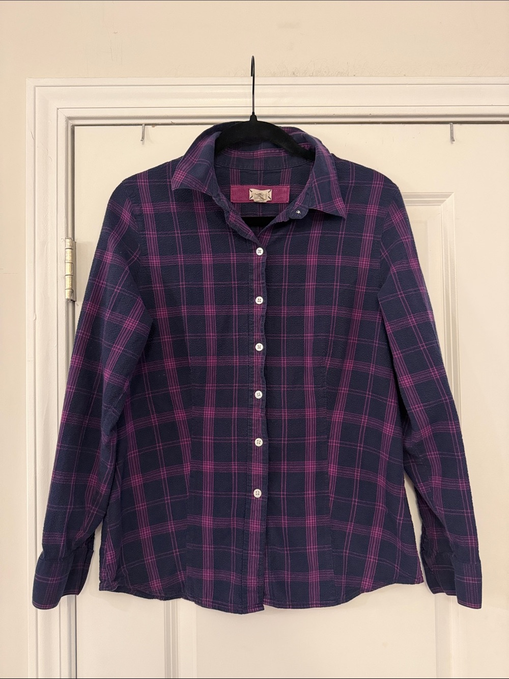 Plaid Button-Up Shirt - Purple/Navy